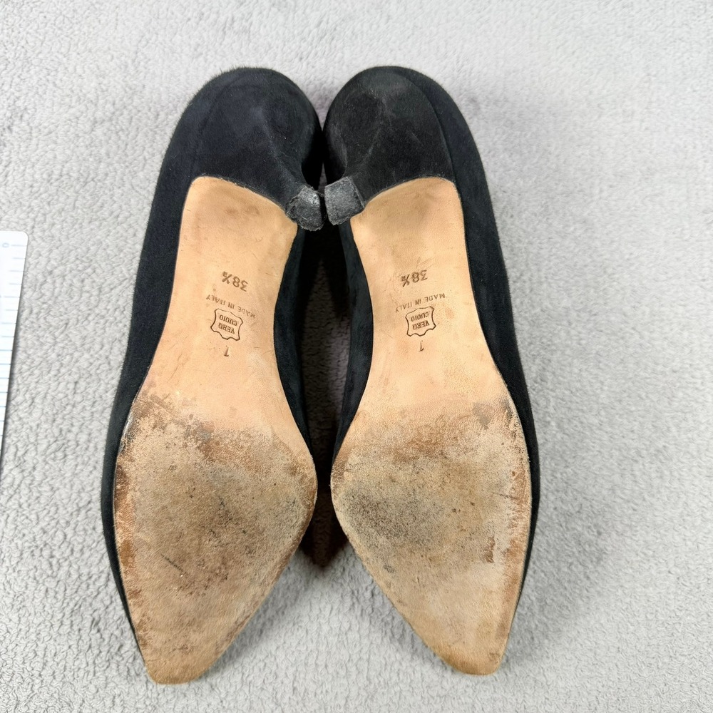 Manolo Blahnik Womens 38.5 Black Suede Leather Trim Pointed Toe Stiletto Pumps - Picture 7 of 11